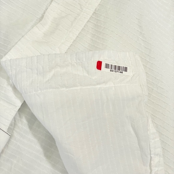 Frank & Eileen Barry Tailored Button Up Shirt Textured Tonal Stripe White Medium - Picture 14 of 16